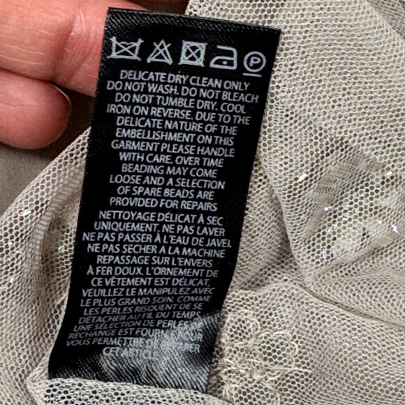 Needle Thread Heavily Beaded Top Sz XS Gray Embellished By Hand Luxury Event - Picture 16 of 16